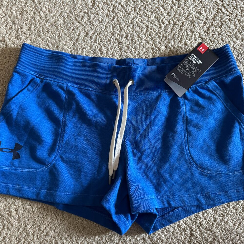Under Armour Blue Cotton Blend Loose Elastic Pull On Shorts w/Drawstring M - NWT